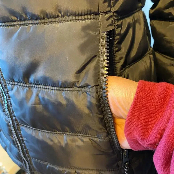 Elevate Puffer Down Cozy Black Coat Jacket Women Size SP Full Zip Pockets - Picture 8 of 8